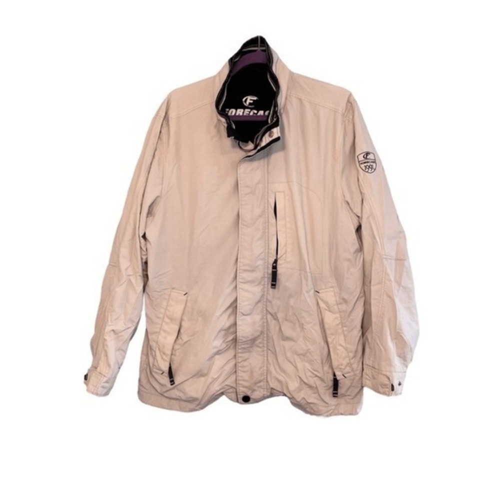 Vintage Forecast 1991 Field Jacket Tan Blue Nylon‎ Fishing Chore Windbreaker 52
